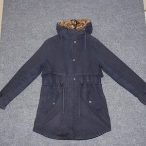 PARKA‎ LONDON Parka Jacket Womens S Navy Blue Casual Warm Fur Lined Hooded